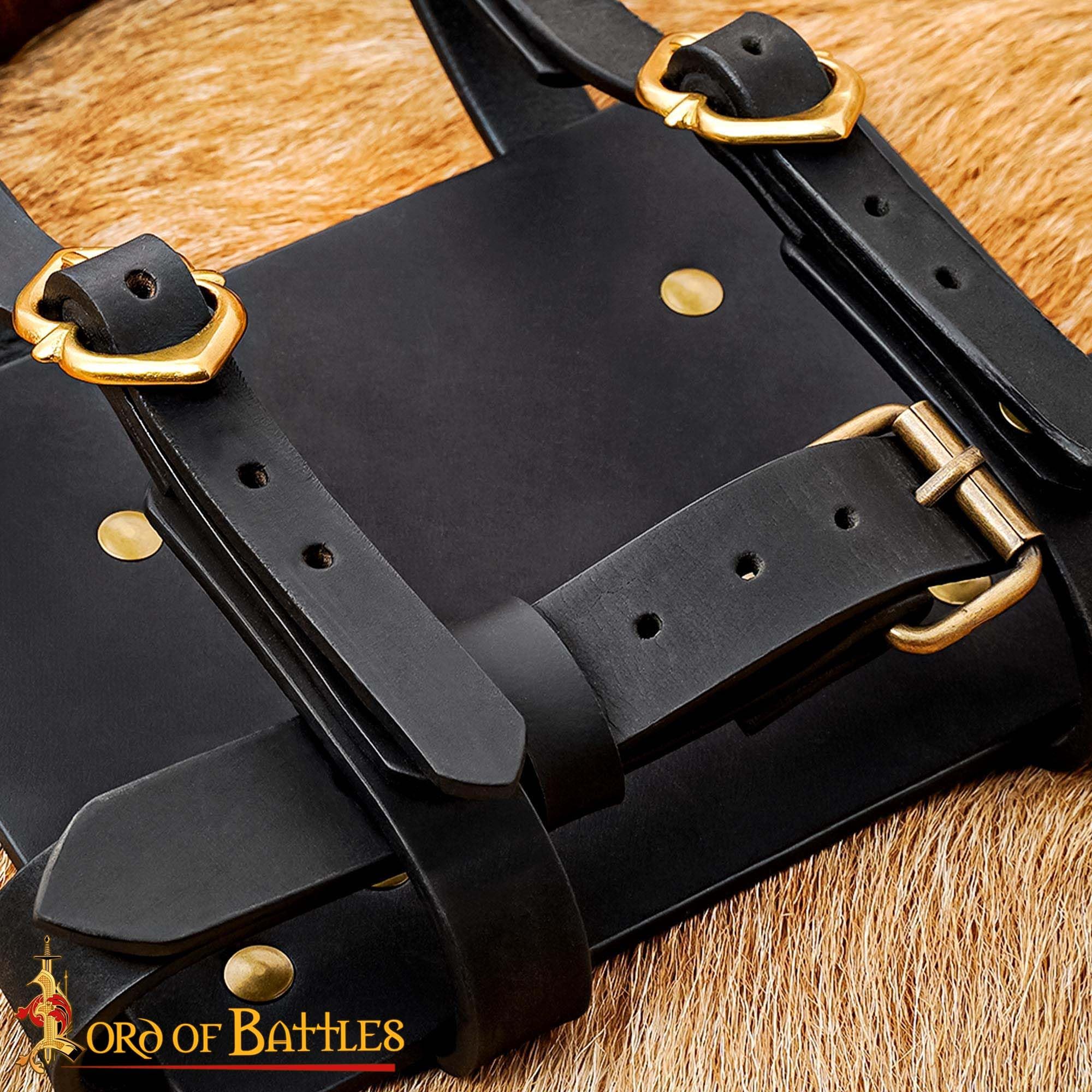 Lord of Battles Abenteuerbuch oder Tagebuch, handgefertigt, aus echtem Leder, 13 x 18 cm, Schwarz