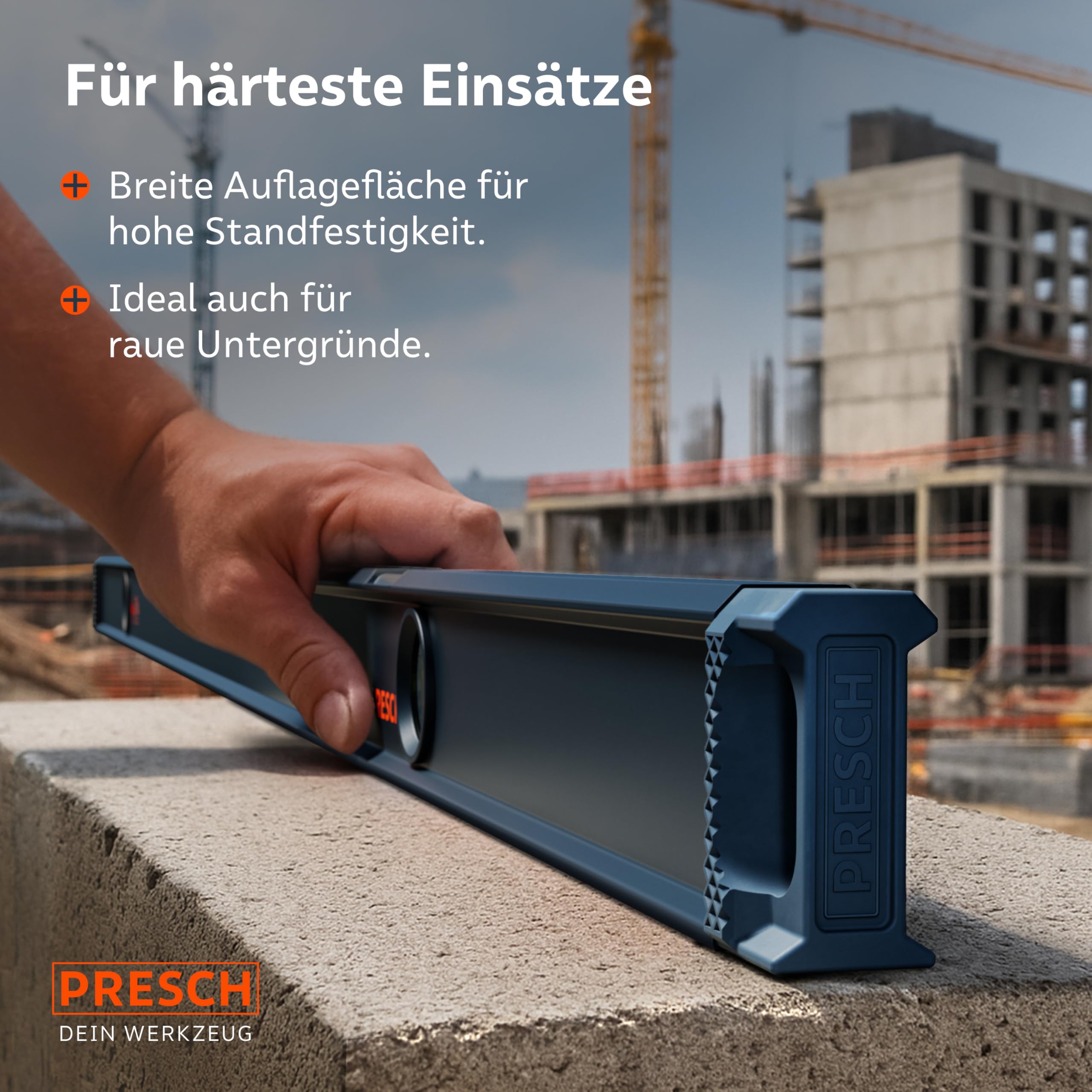 Presch Wasserwaagen Set 3tlg. magnetisch 40cm 60cm 100cm Bruchfeste Weitwinkellibelle 2% Gefälle-Anzeige Vertical-View-Funktion Rutsch-Stopp-Endkappen