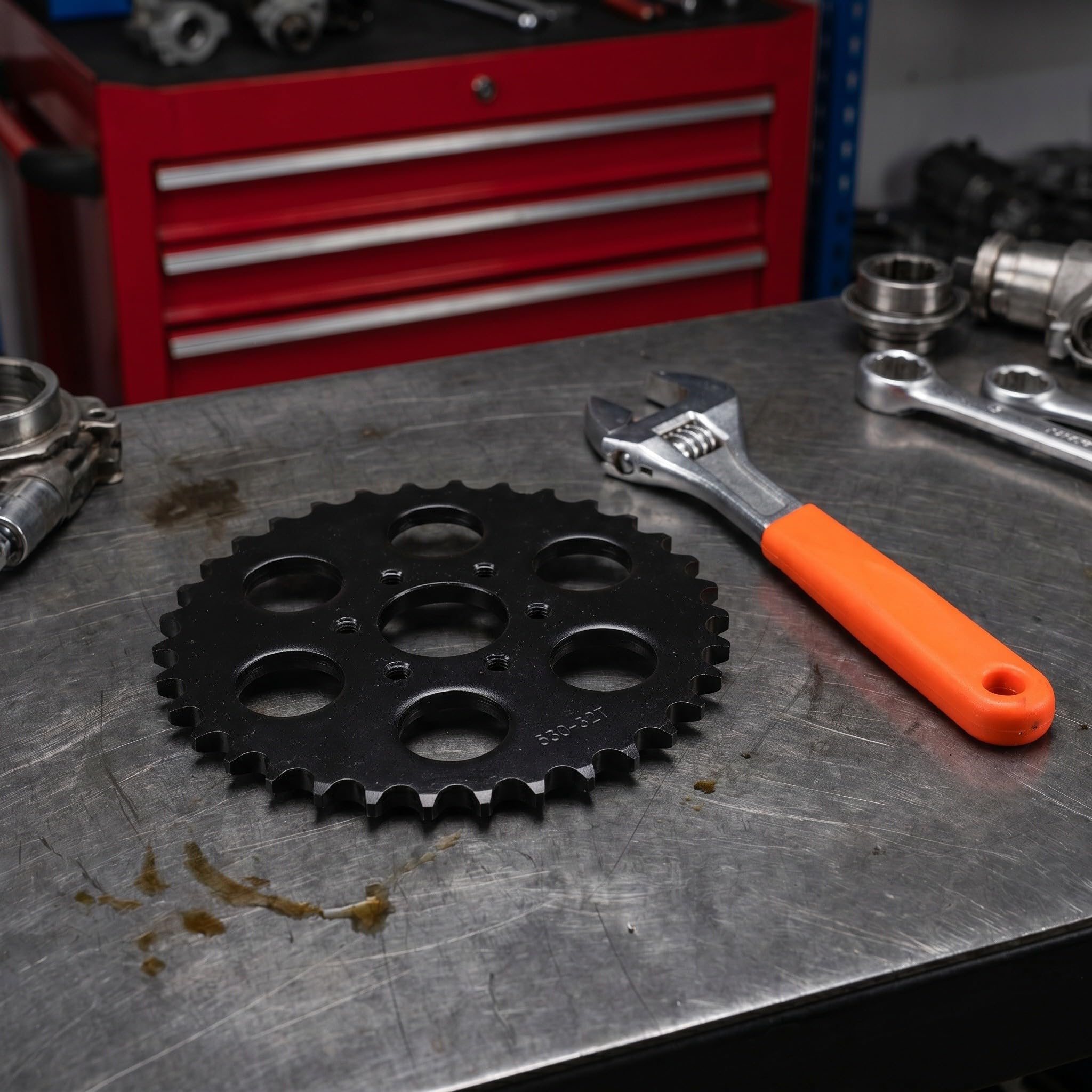 Garneck Kettenritzel 6 M8 Löchern mit 32 Zähnen Hohe Verschleißfestigkeit und 37mm Bohrung Schwarzes Stahl und Einfache Montage mit Montageschrauben für Quad und Dirt Bike