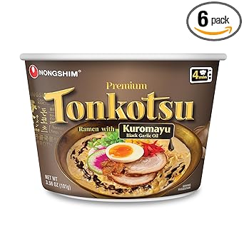 Nongshim Tonkotsu Ramen with Kuromayu Noodle Big Bowl, 3.56 Ounce (Pack Of 6)