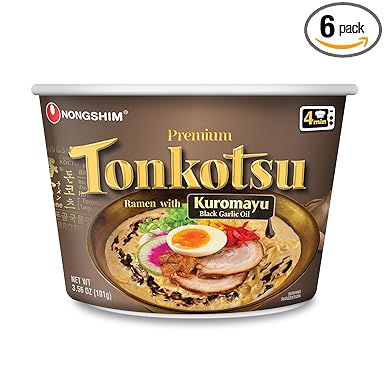 Nongshim Tonkotsu Ramen with Kuromayu Noodle Big Bowl, 3.56 Ounce (Pack Of 6)