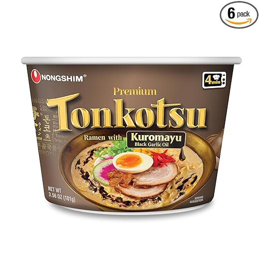 Nongshim Tonkotsu Ramen with Kuromayu Noodle Big Bowl, 3.56 Ounce (Pack Of 6)