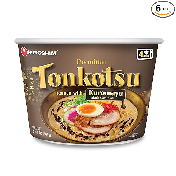 Nongshim Tonkotsu Ramen with Kuromayu Noodle Big Bowl, 3.56 Ounce (Pack Of 6)