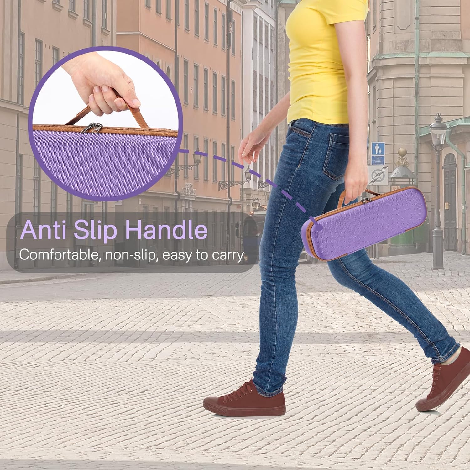 RAIACE Hard Storage Case Compatible with Dyson Airstrait Straightener, Travel Carrying Bag. (case only). - Purple