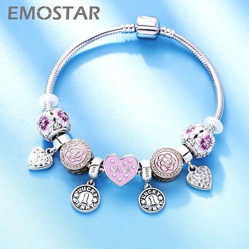 Miniatura 4 de Los dijes de flores y trébol se adaptan a la pulsera europea Valentiens, dije de flor de magnolia de oro rosa, trébol, copo de nieve brillante,