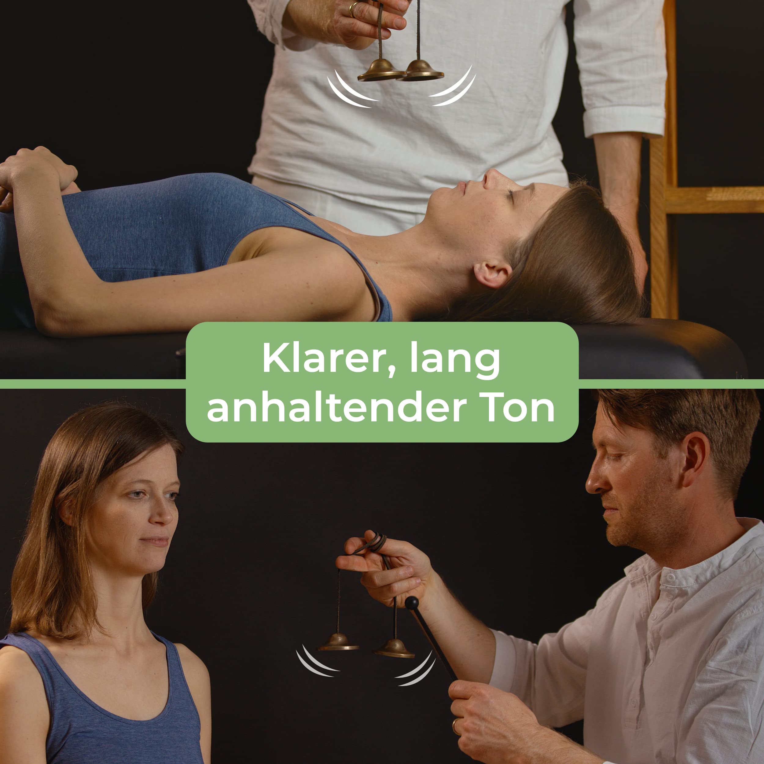 Tibetische Zimbeln [Ø 5,5 cm], heller Ton, matt ohne Symbole, für Meditation (Tingsha), Klangmassage und Klangtherapie