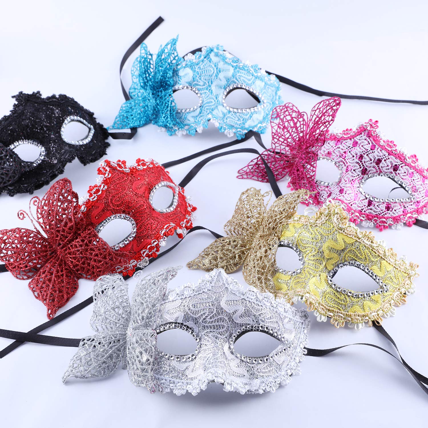 DesignerBox 8 Pieces Masquerade Masks, Half Face Mardi Gras Masquerade Mask Venetian Masks Set (Set 1), Set 2 - Image 3