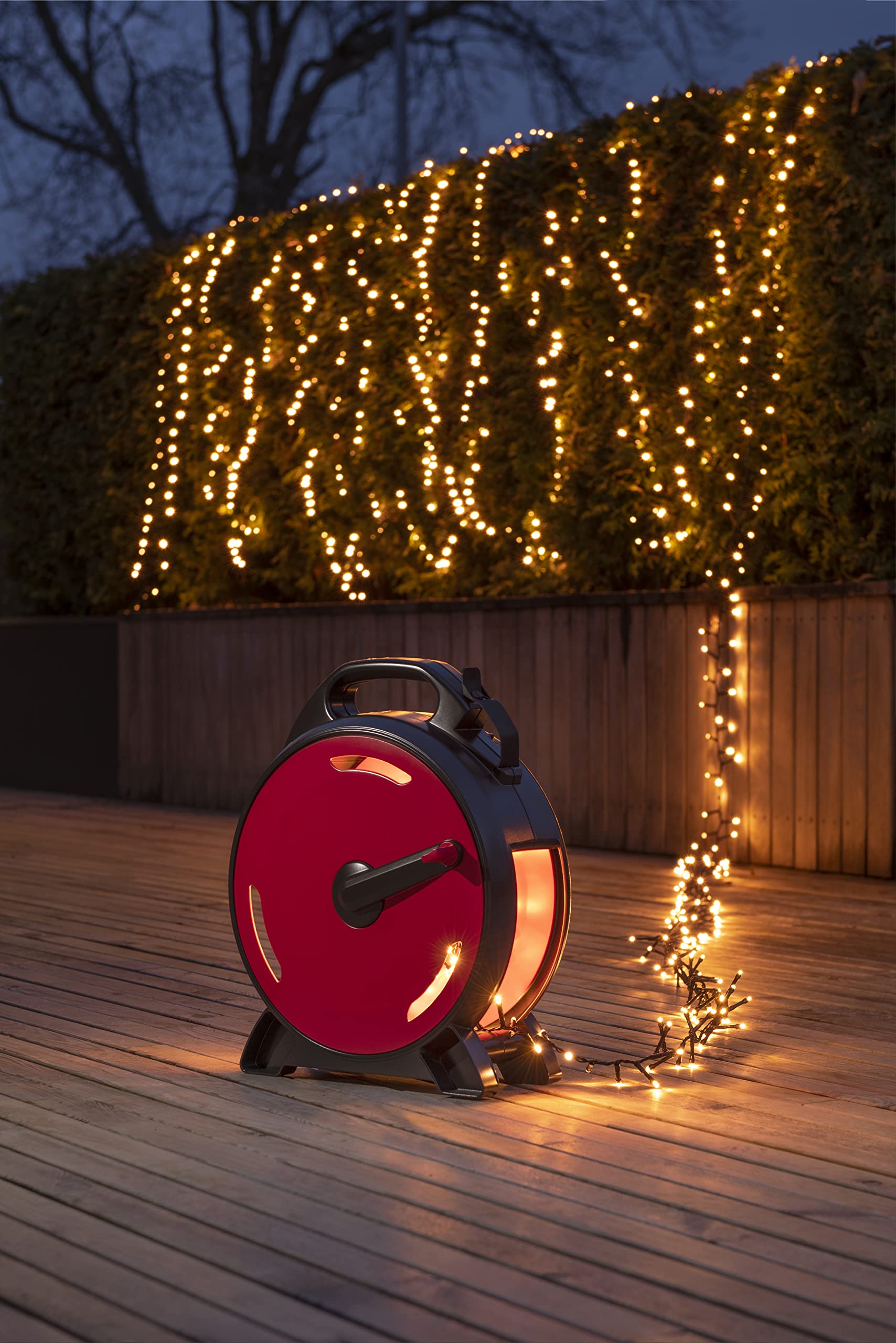 Konstsmide Micro LED Compactlights 3850-800 - Cable retráctil (1200 diodos ámbar, 30 V, exterior (IP44), cable negro)