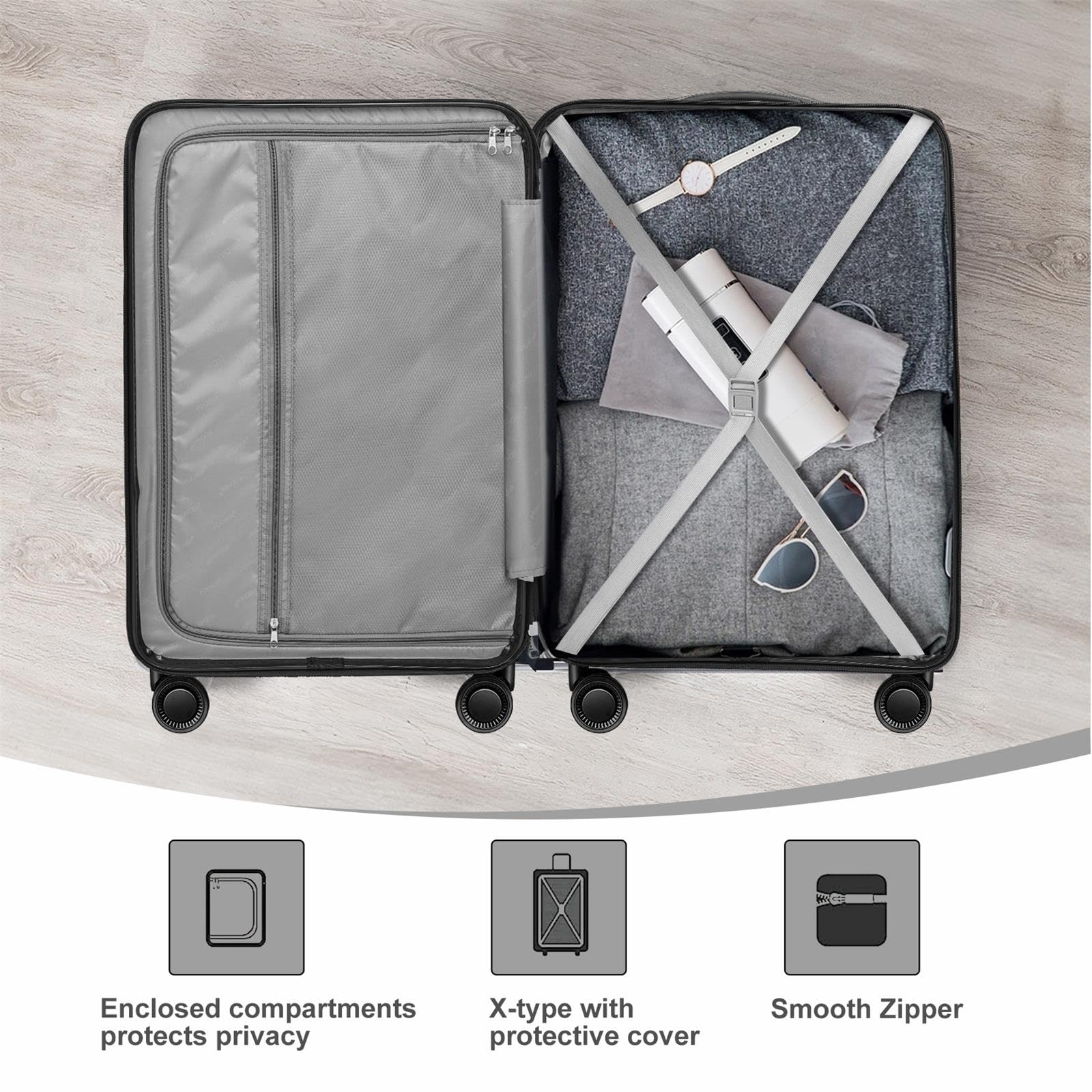 FOCHIER F Luggage Sets 3 Piece, Hard Shell Luggage Sets Clearance, Lightweight PP Material Travel Suitcase Sets With Spinner Wheels & TSA Lock for Men Women, 20''/24''/28''