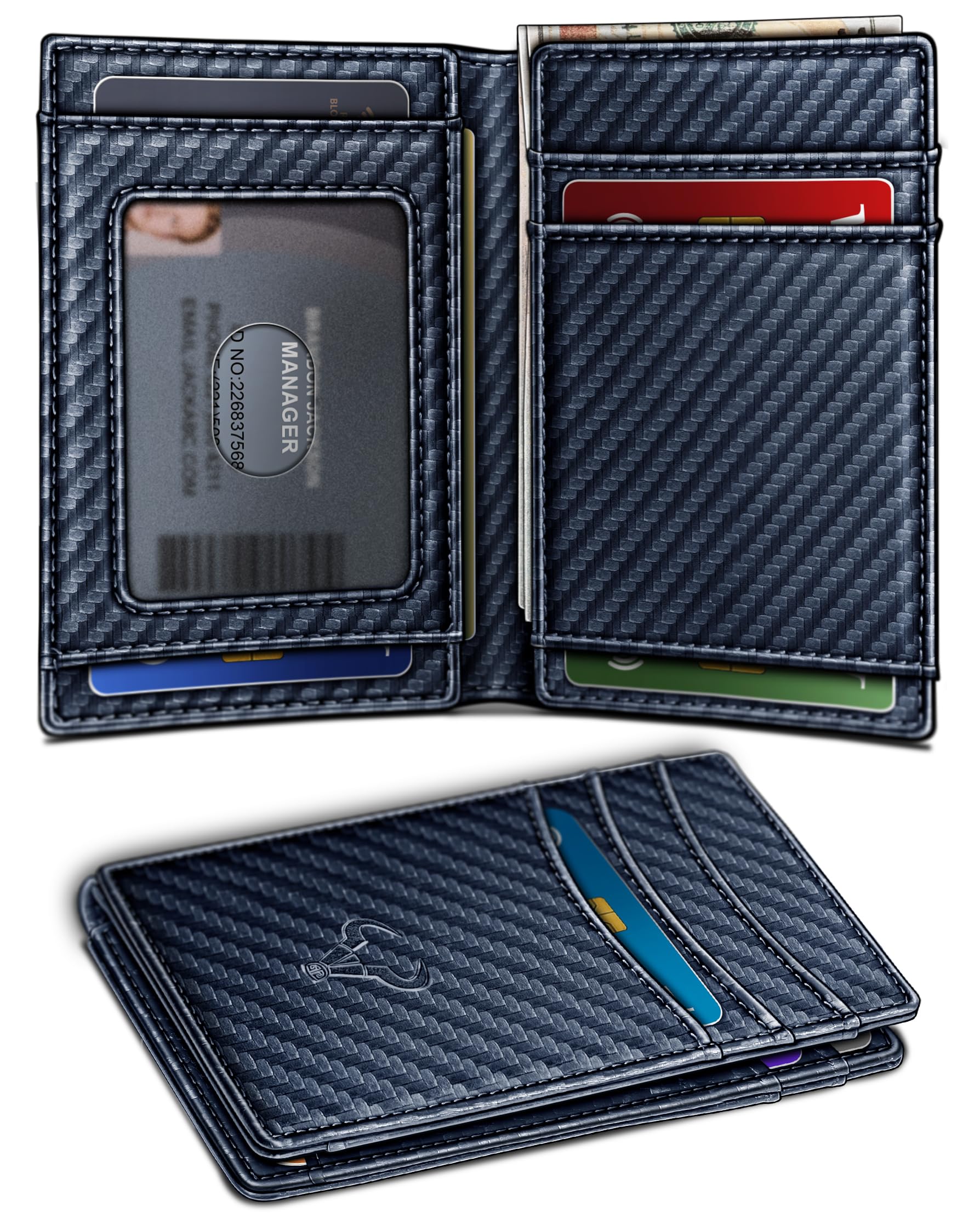 BULLIANT Slim Wallet For Men 12Cards,Magnetic Flip Build-in Money Clip Airtag Compatible-RFID Blocking