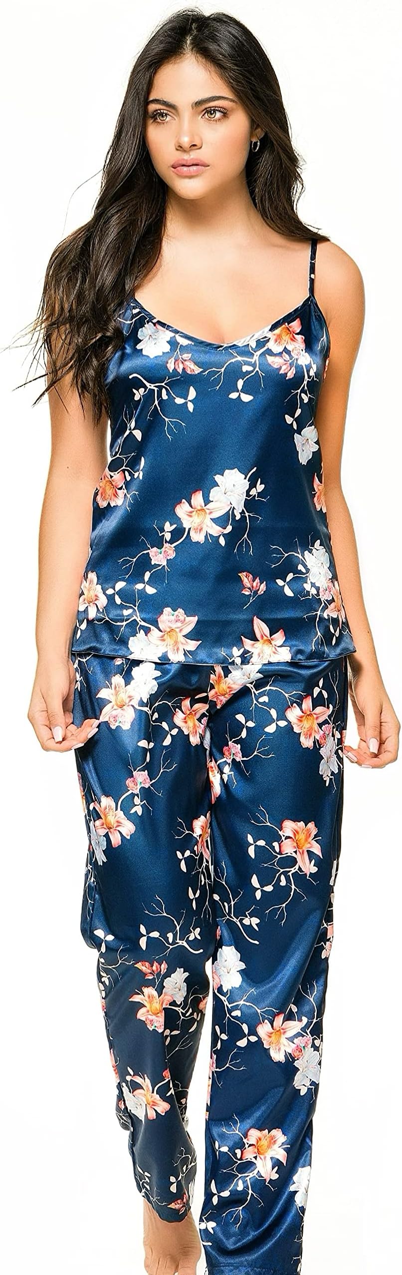 Lunachi NightwearWomens Satin Pajamas 2 Piece Short Pajama Set | Silky PJs for Women by Lunachi - Pijamas De Mujer