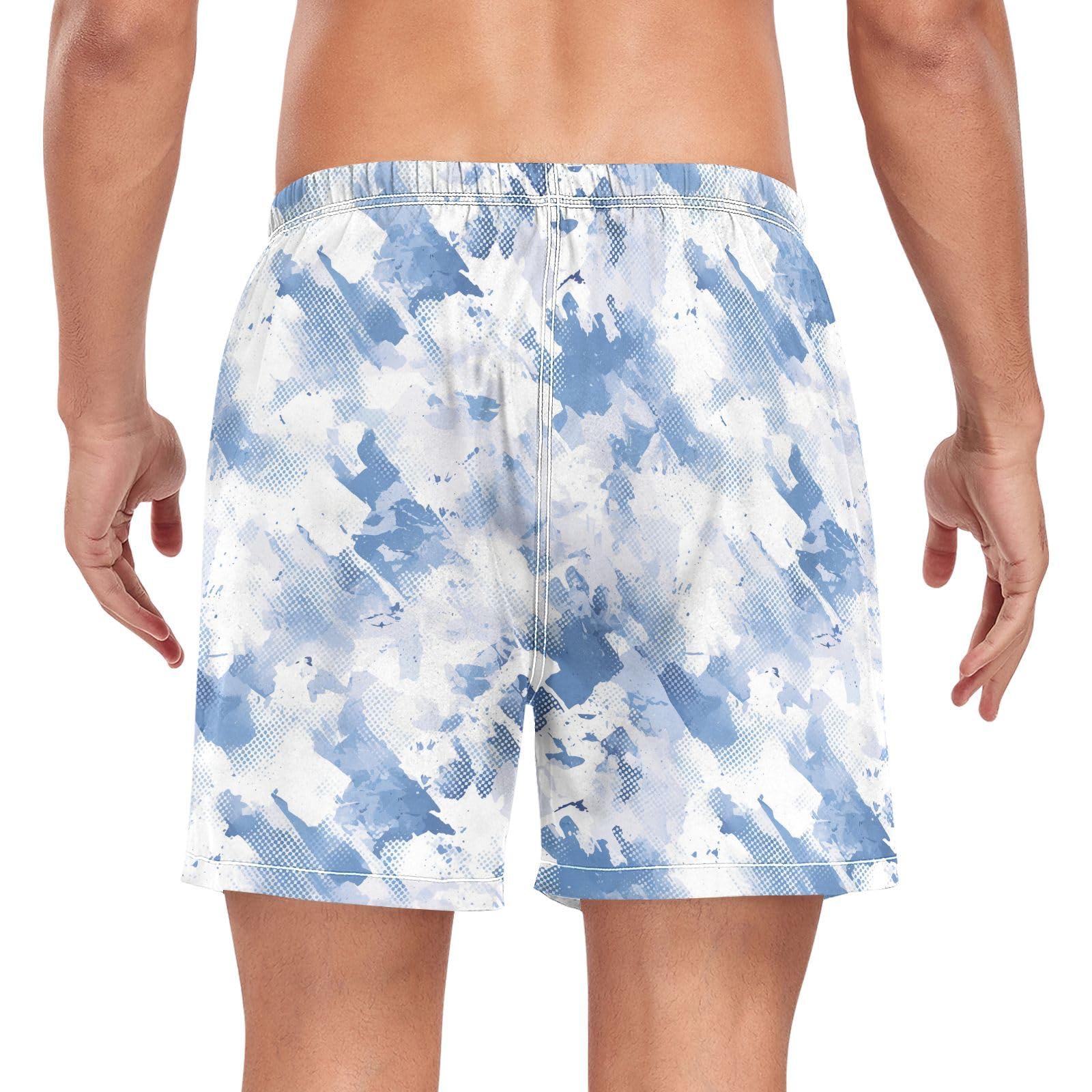 JUNZAN Grunge Style Mens Beach Shorts Men 2 in 1 Workout Running Shorts with Pockets and Compression Liner Inseam Bathing Suit Lightweight Teal Blue