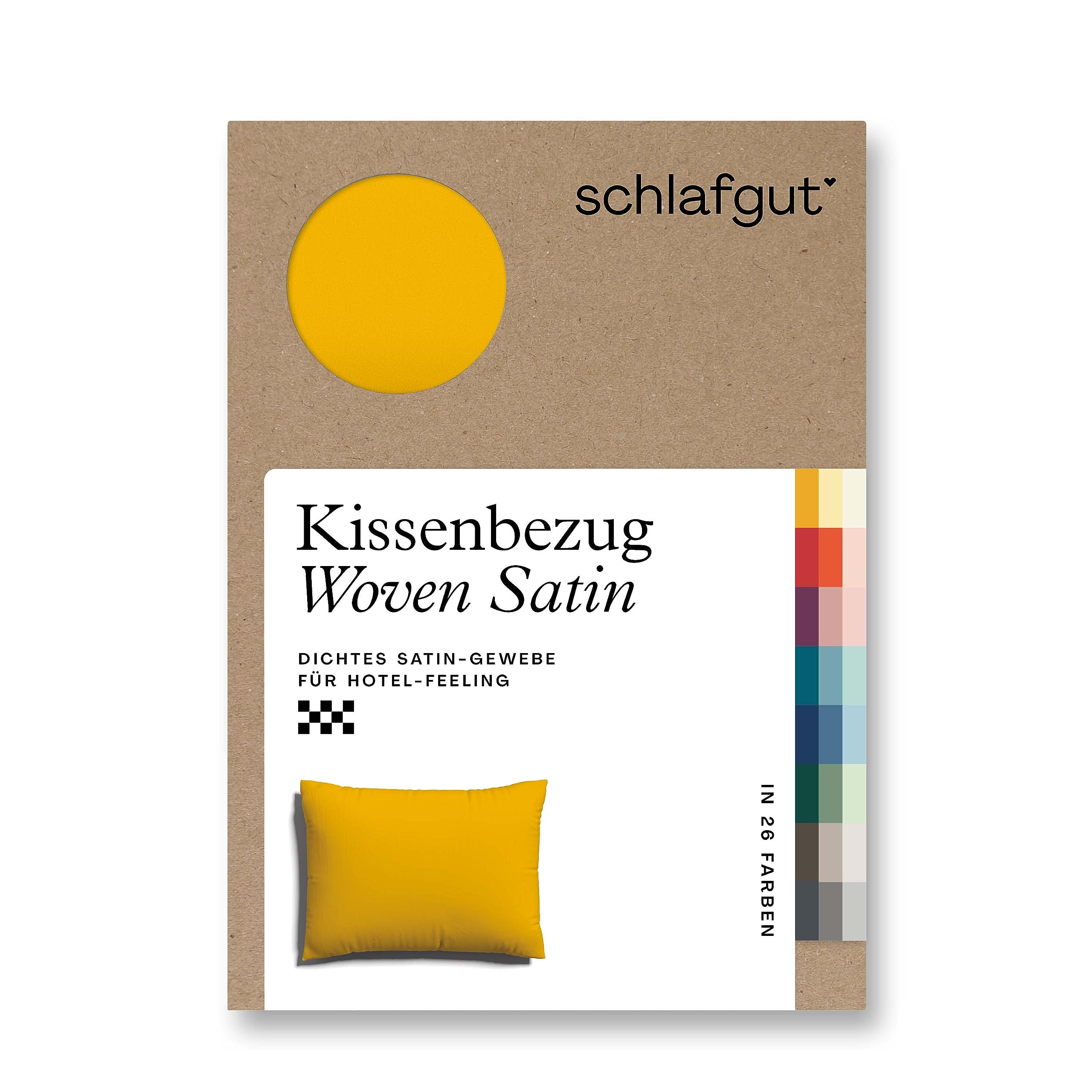 schlafgut Woven Satin Kissenbezug 60x80 cm Yellow Deep Uni in Premium Hotelqualität, Kopfkissenbezug einzeln mit 100% weicher Baumwolle