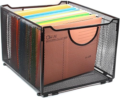 EasyPAG Carpeta organizadora de archivos de malla, tamaño carta, plegable, cajas de almacenamiento, color negro