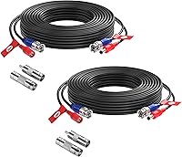 ZOSI 2-Pack 33ft All-in-One BNC Video Power Cables for CCTV DVR Security Cameras - Weatherproof with Connectors & Adapters