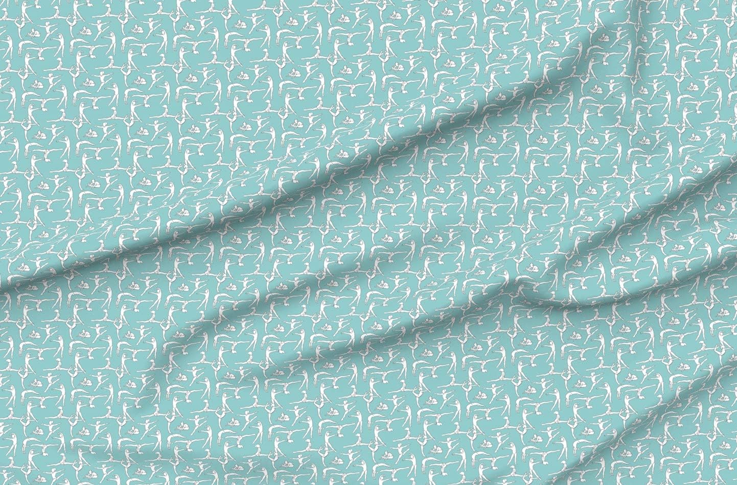 Spoonflower Fabric - Light Blue Gymnastics Sports Exercise Gymnast Womens Printed on Minky Fabric by The Yard - Sewing Baby Blankets Quilt Backing Plush