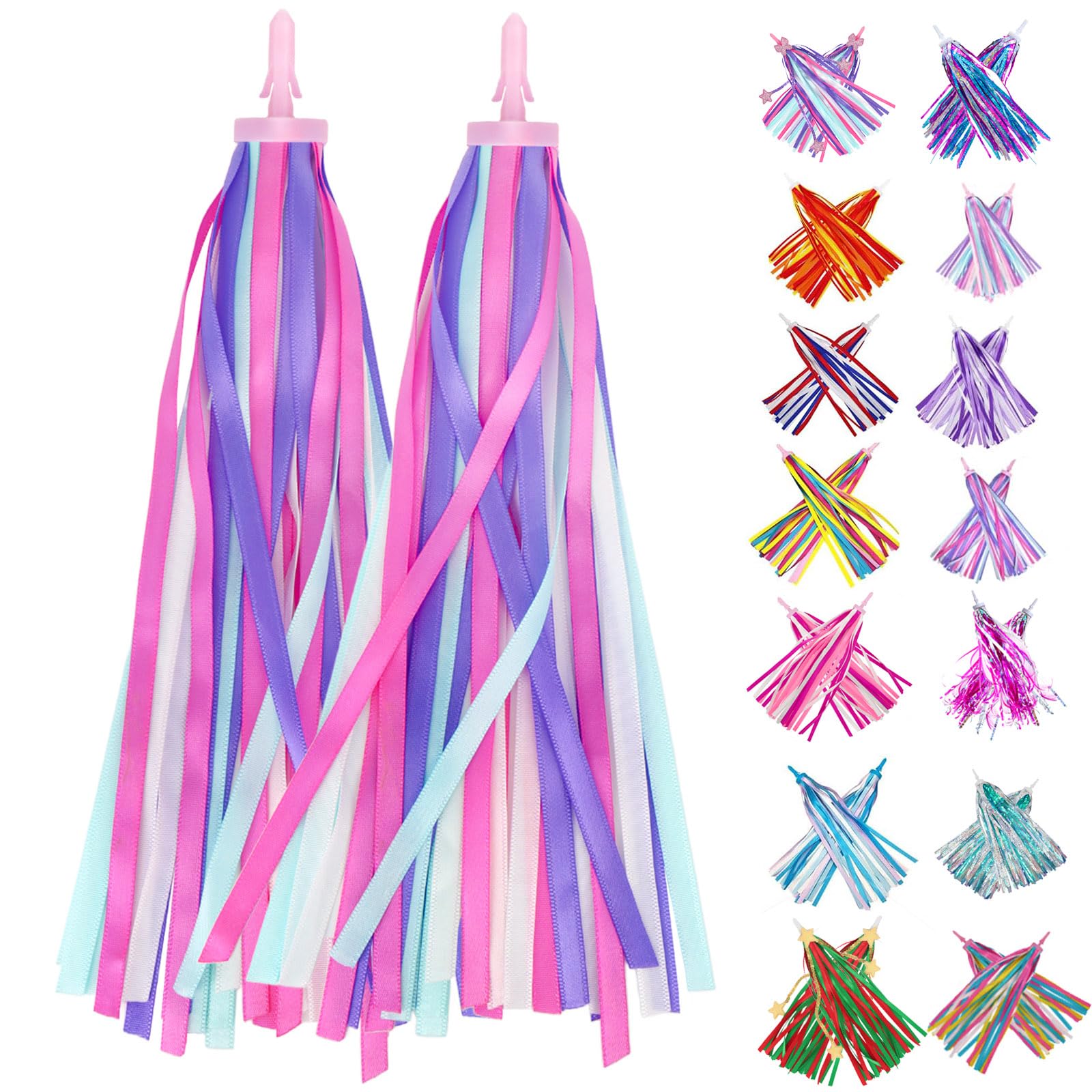 Kid's Bicycle Handlebar Streamers Colorful Ribbons Tassel for Girls Boys Bicycle Handlebar Scooter Handgrip (1Pair)