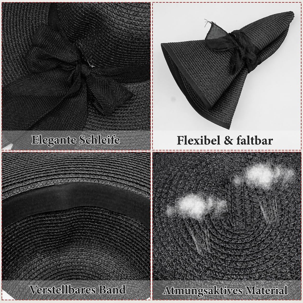 Set di 12 cappelli di paglia da donna estivi con fiocco, cappello da sole pieghevole, larghezza tesa UPF 50+, cappello da spiaggia arrotolabile, protezione UV per vacanze, feste, JGA, viaggi e