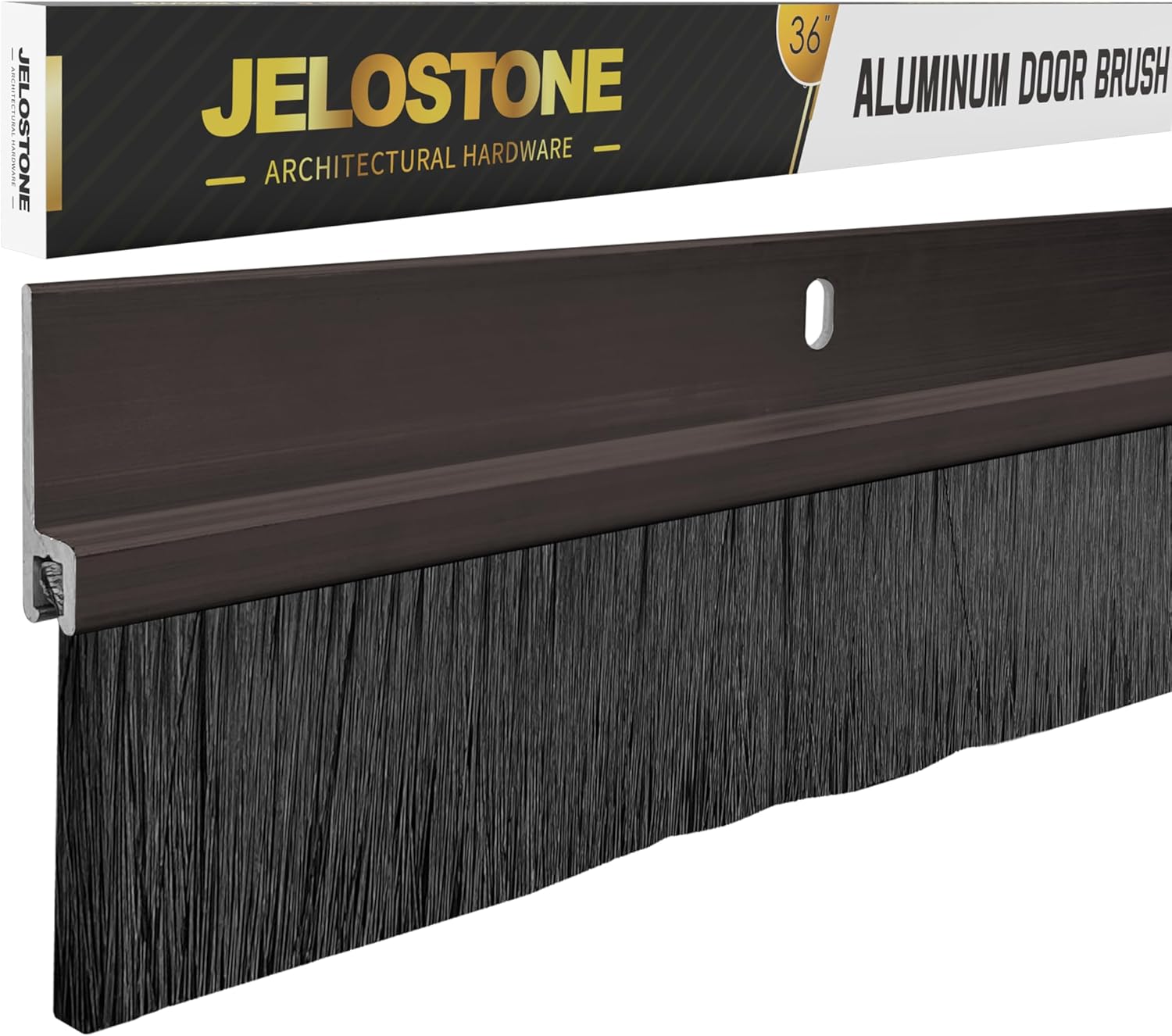 2 Pack - 48'' Commercial Aluminum Door Sweep with Nylon Brush Seal(Matte Black Anodized) for Gaps up to 1’’, UL Fire-Rated, UV Stable, Dependable, Long-Lasting and Cost Effective, JS-NB181