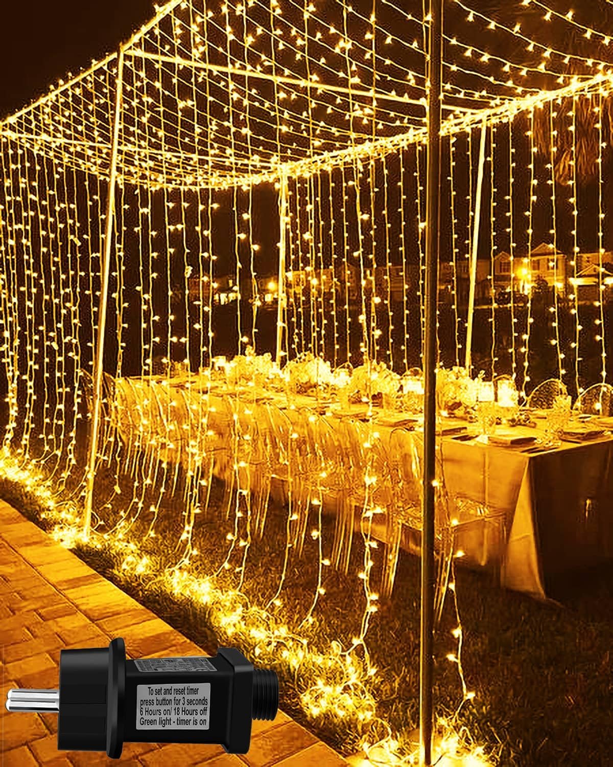 ACXIN LED Lichternetz 6 X 4 M – 480 LEDs Warmweiß, 8 Lichtmodi, Dimmbar, IP44 Wasserdicht, Mit 3 M Anschlusskabel Für Innen & Außen (Weihnachten, Party, Garten)