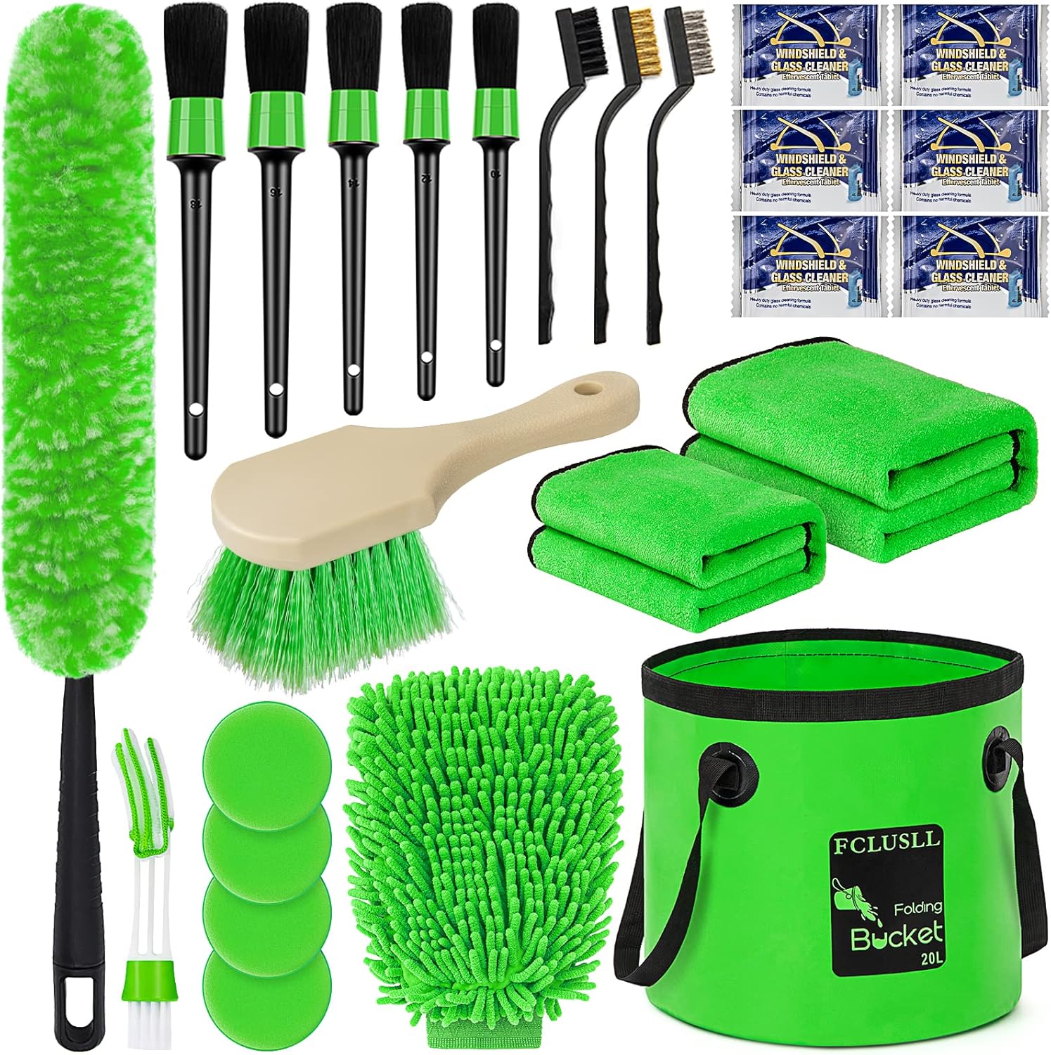 FCLUSLL 25Pcs Car Detailing Kit Car Wash Cleaning Kit