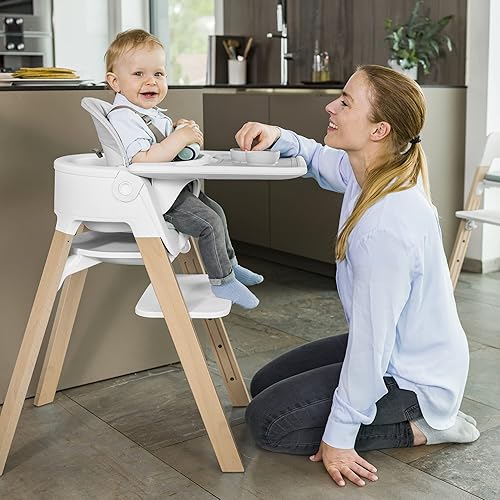 Miniatura 7 de Stokke Escalones completos, color negro, sistema de asiento 5 en 1, incluye juego de bebé, bandeja y cojín, para bebés de 6 a 36 meses, silla con