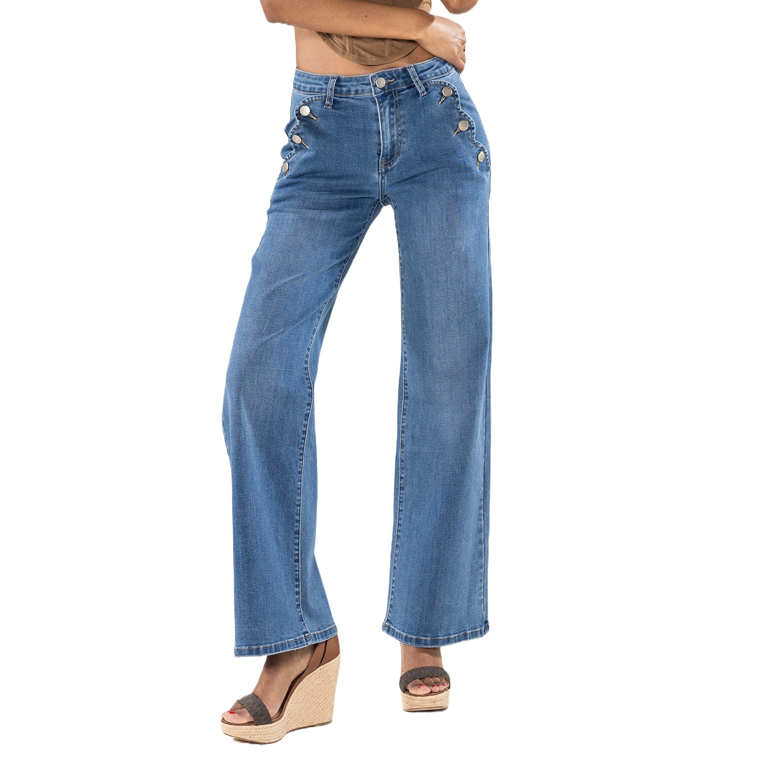 Nina Carter P195 Jean évasé Bootcut taille haute pour femme