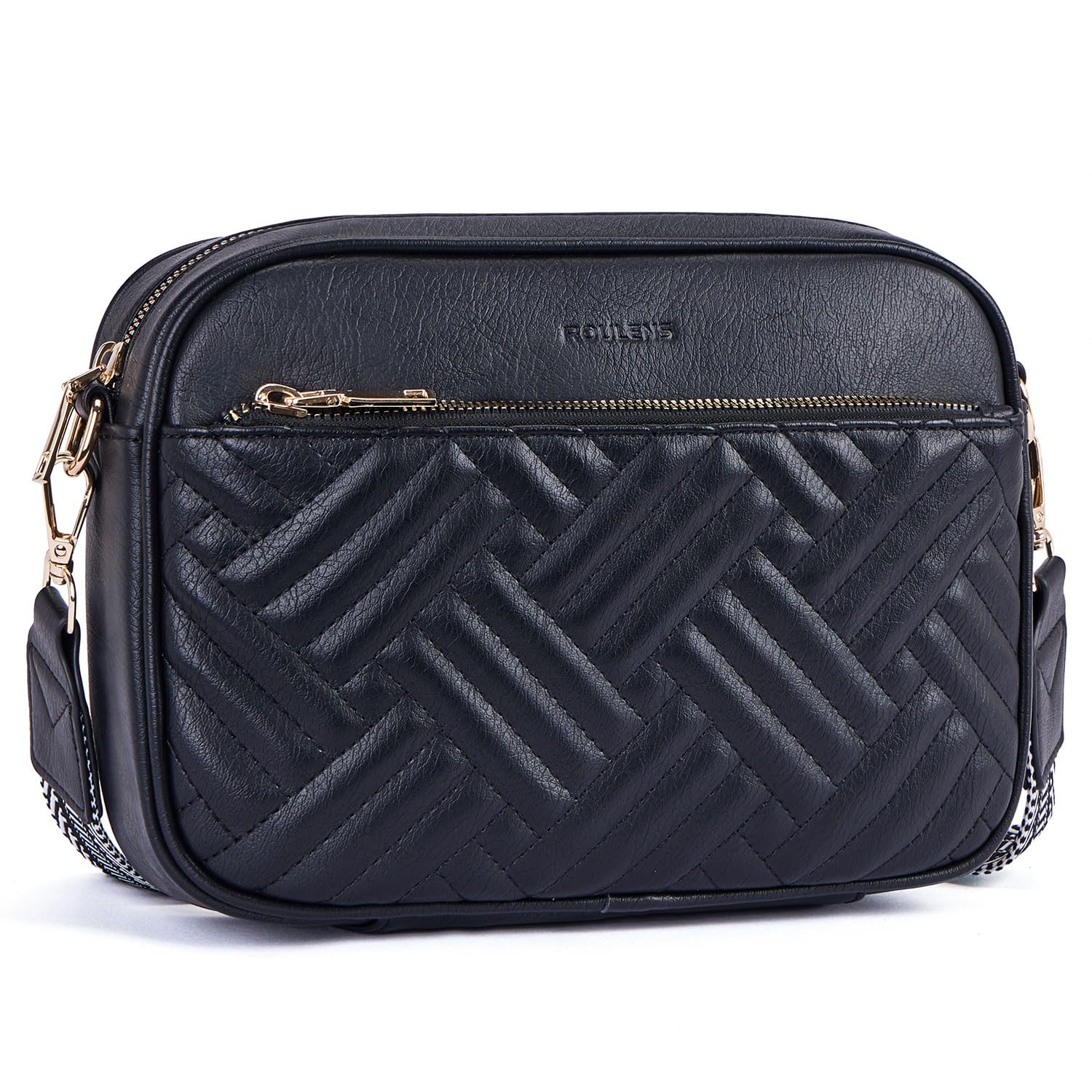 Roulens Gesteppte Damen Handy Umhängetasche, Veganes Leder Handy Schultertasche, Crossbody Bag für Damen mit Verstellbarem Breiter Gurt