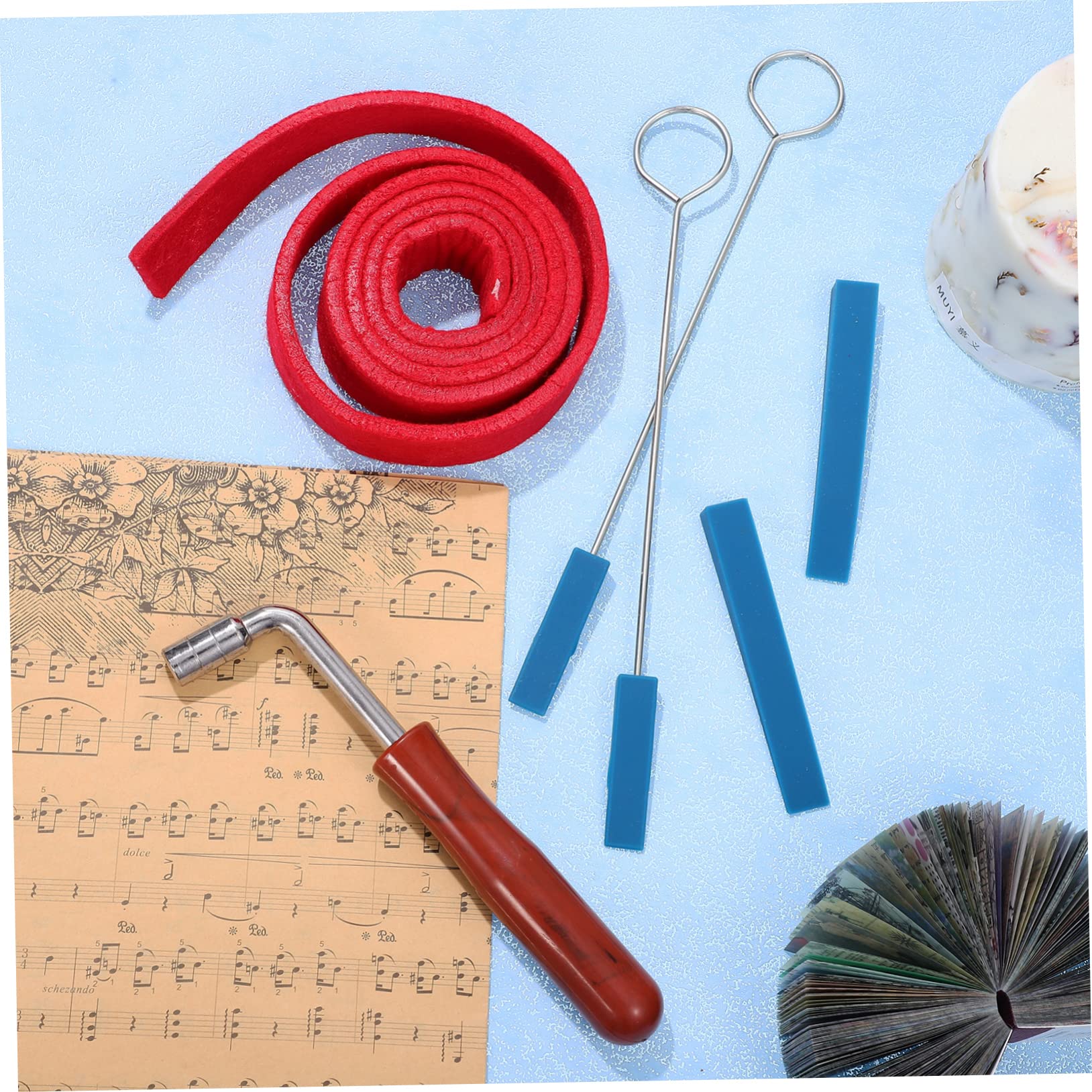 BESPORTBLE Jeu de Clé Accordage pour Piano Outils de Fixation Marteau Accordage avec Bande Étouffoir et Blocs Étouffoirs