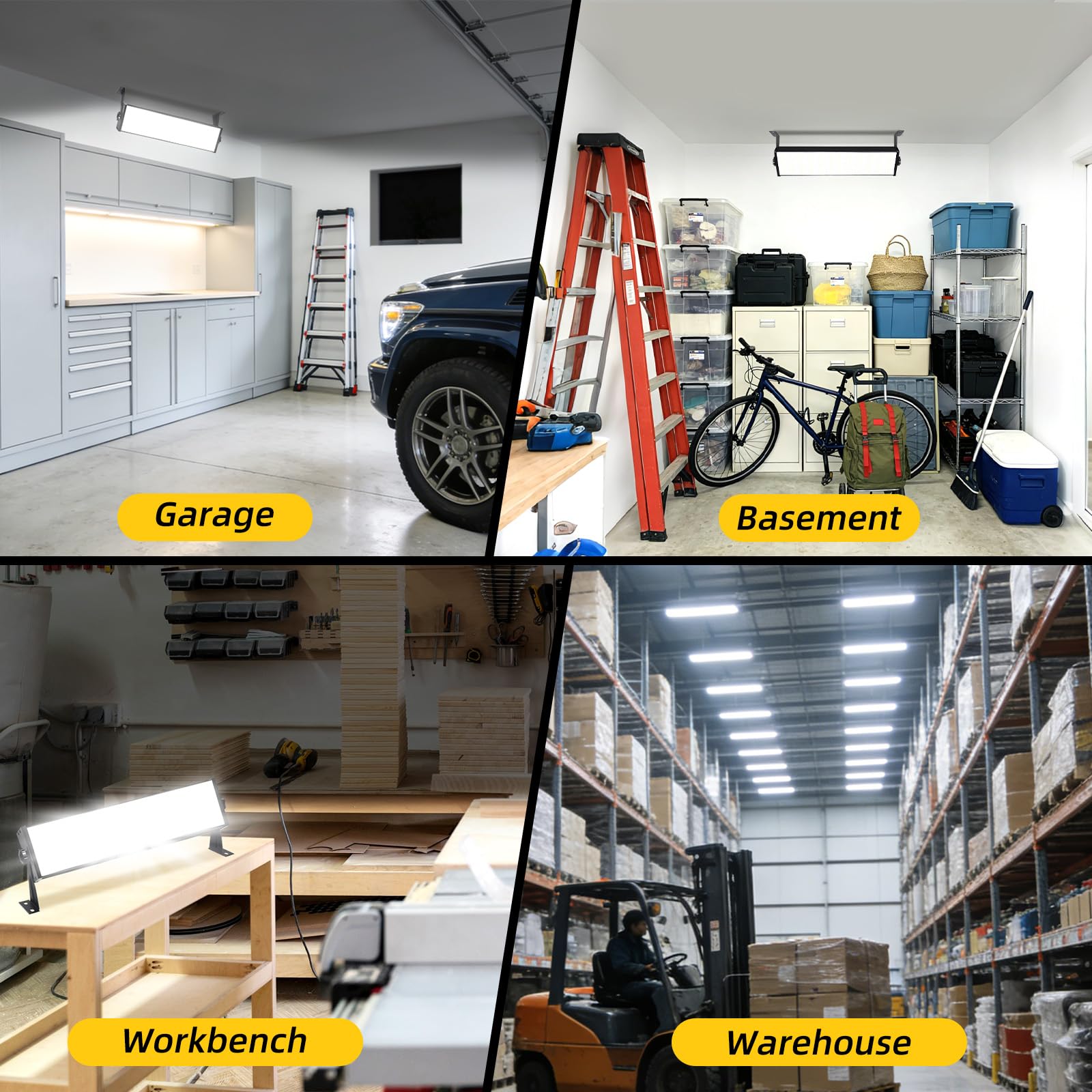 100W LED Shop Lights with 6FT Cord Swtich 12000LM Plug in Garage Light 5000K Daylight Shoplighting for Garage — view 8