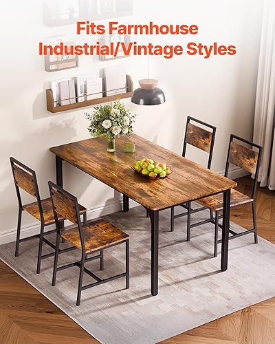 Miniatura 5 de VEVOR Juego de 2 sillas de comedor, sillas de madera con marco de metal y respaldo, silla auxiliar de cuero fácil de montar, silla moderna de nogal