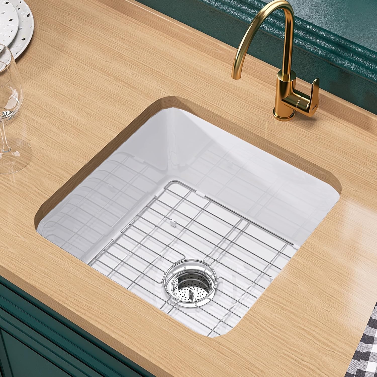 White Fireclay 18 in x 18 in. Single Bowl Kitchen Sink