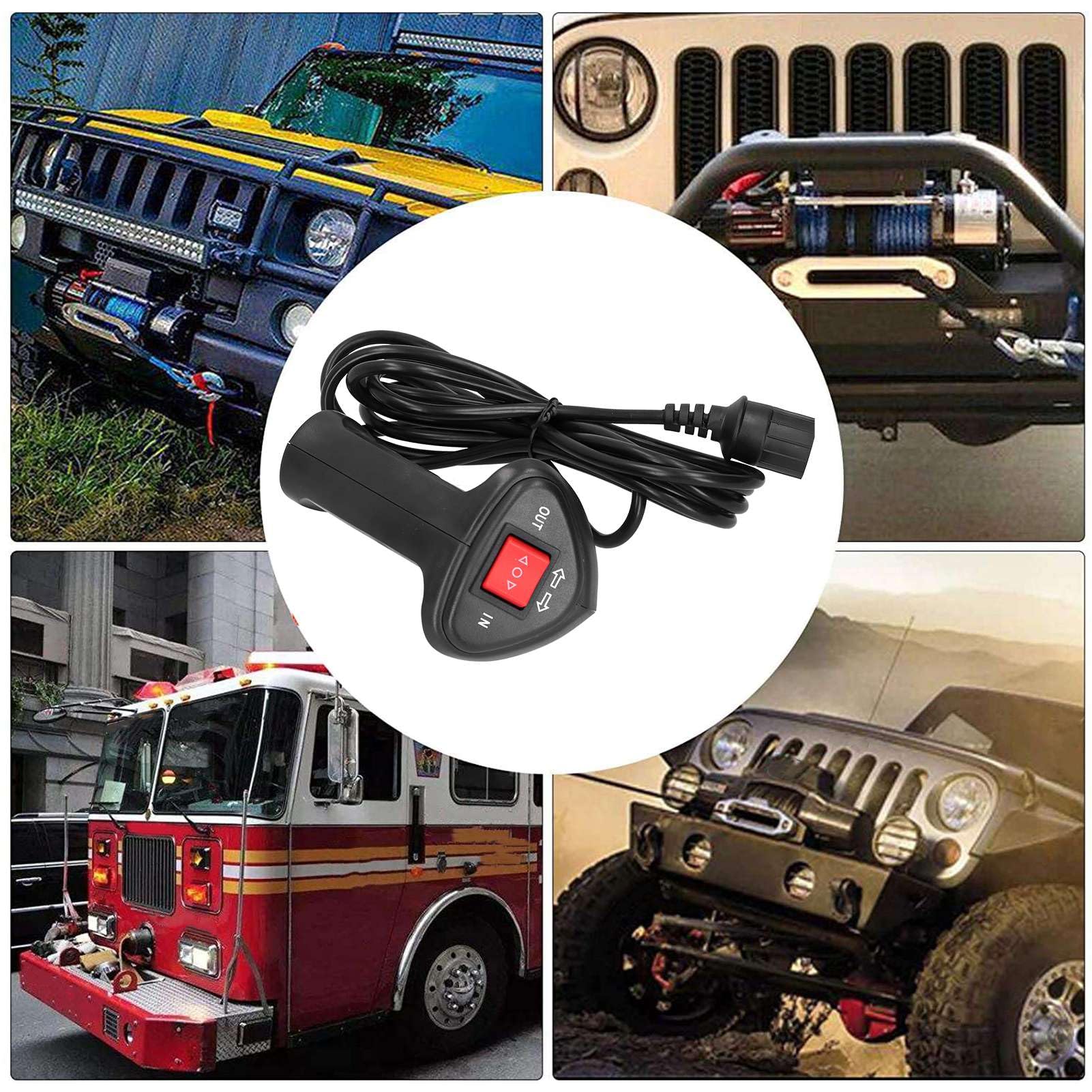 Telecommande de Treuil 12v, Dioche 3pin Télécommande de treuil électrique universelle pour câble de 2,7 m pour voiture tout-terrain