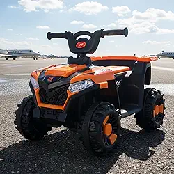 Mini Quadriciclo Elétrico Infantil Bateria 6v com Luz e Som Música (Laranja)