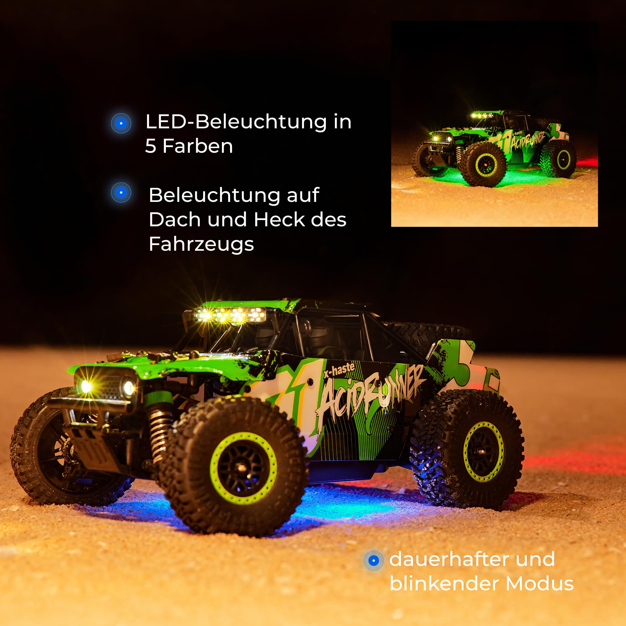 Overmax X-Haste Coche Teledirigido RC 4x4, 30 km/h, Escala 1:20, 14+, LED