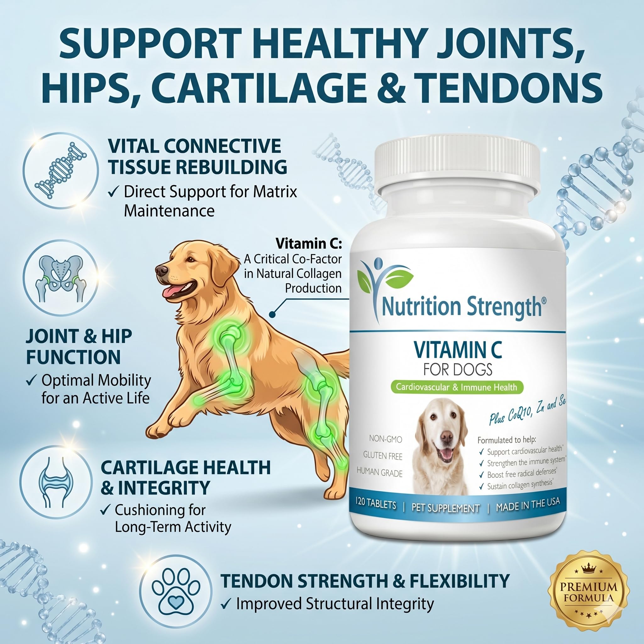 Vitamin C for Dogs to Support Cardiovascular Health, Help Strengthen the Immune System, Boost Free Radical Defenses and Sustain Collagen Synthesis, 120 Chewable Tablets — Amazon image 4