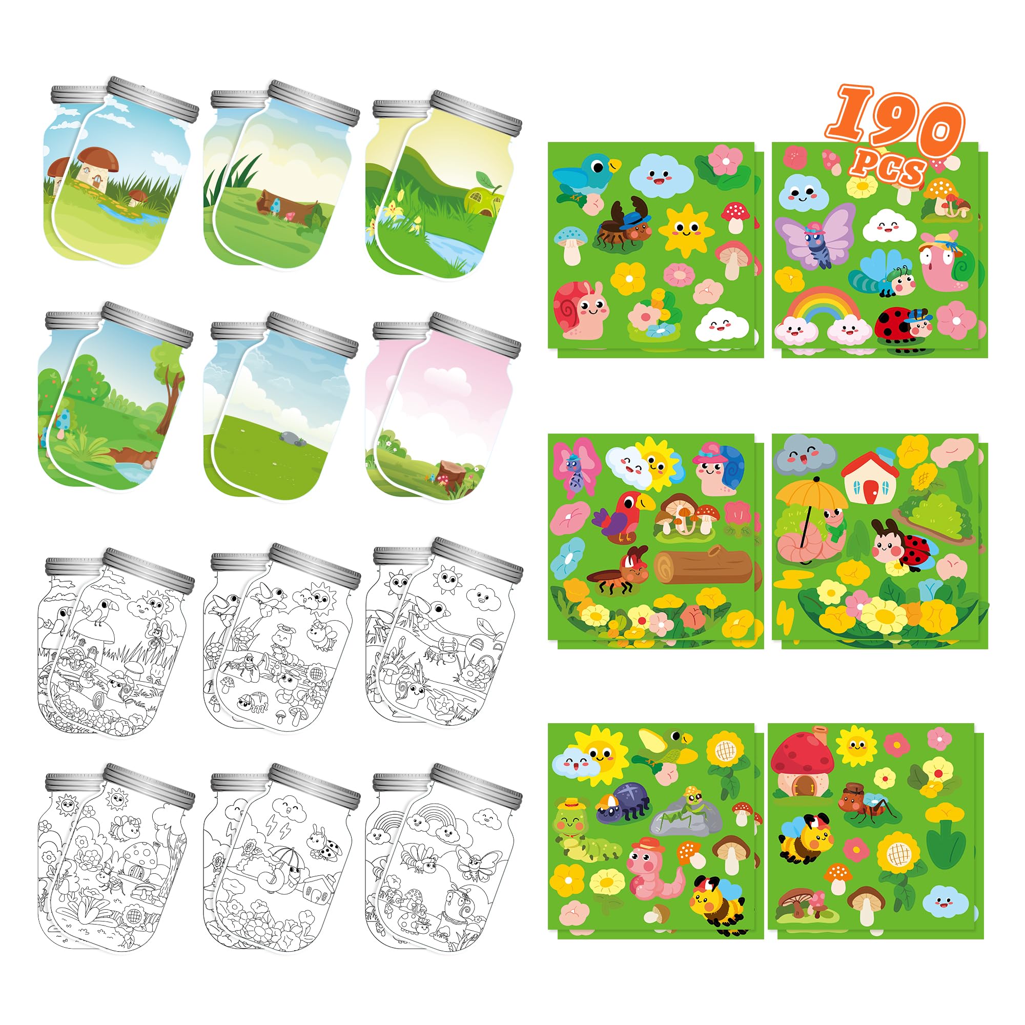 Joyful Start Spring Crafts for Kids - 36 Sheets DIY Scene Spring Stickers for Kids Flower Sticker for Kid Classroom Activities Bug Stickers Scenes