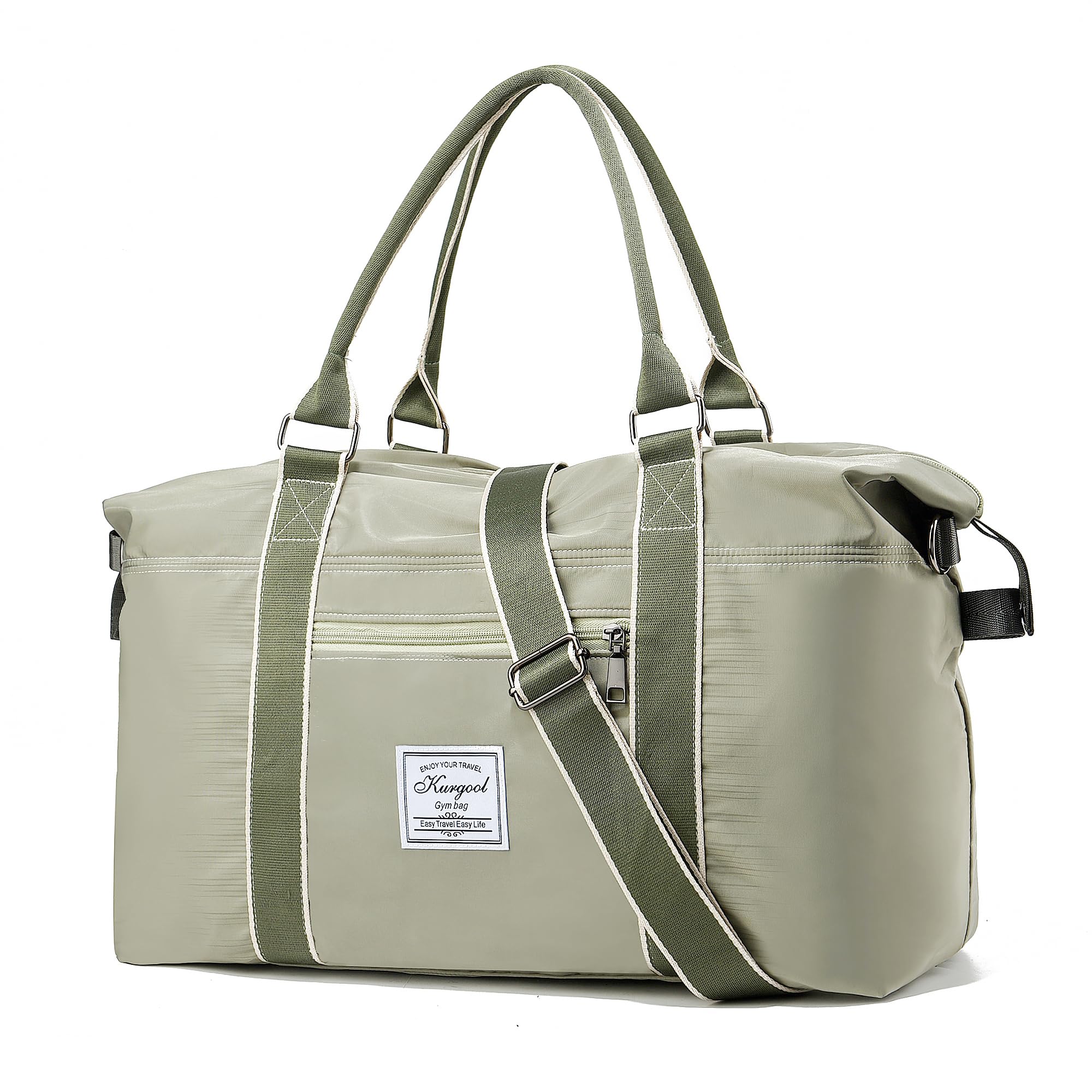 Gym Bag with Wet Pocket, Foldable Travel Duffle Bag Carry On Weekender Bags for Women, Waterproof Overnight Bag for Travel, Gym, Yoga