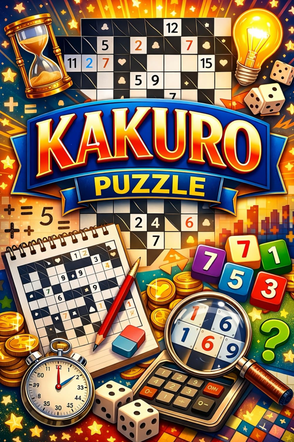 Kakuro Puzzle Book: 100 Easy to Hard Cross Addition Puzzles with Solutions, Relaxing Math Brain Teasers for Seniors to Keep the Mind Sharp
