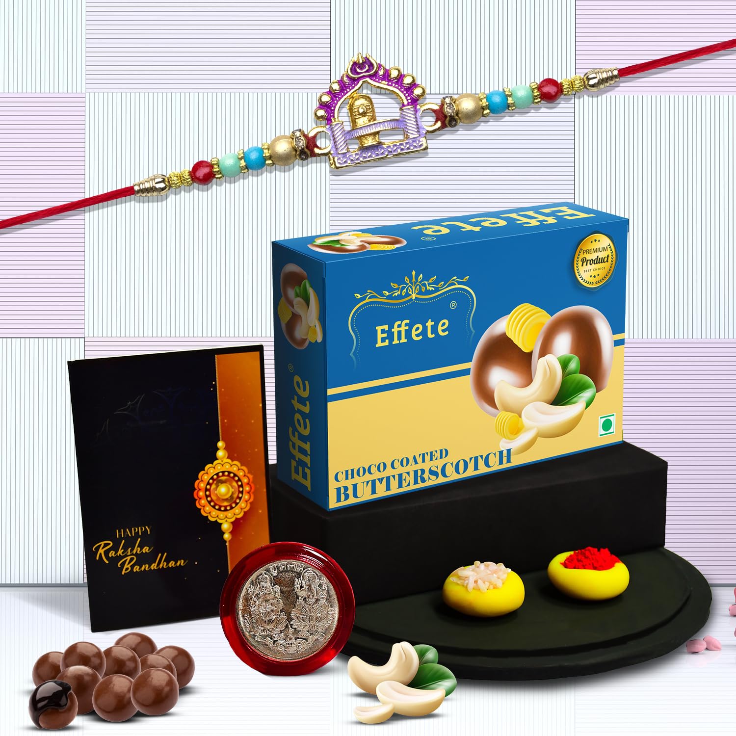 garth lord shiva religious rakhi (k1_737_bs32) & chocolate butter scotch 32gm| rakhi for brother with gift | handmade rakhi |rakhi combo for brother | stylish rakhi for brother | set of 1 rakhi |