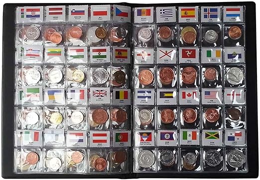 Coin Collection Starter Kit 120 Countries Coins /100% Original Genuine/World Coin with Leather Collecting Album Taged by Country Name and Flags/Coin Holder Collection Storage Classic Gifts