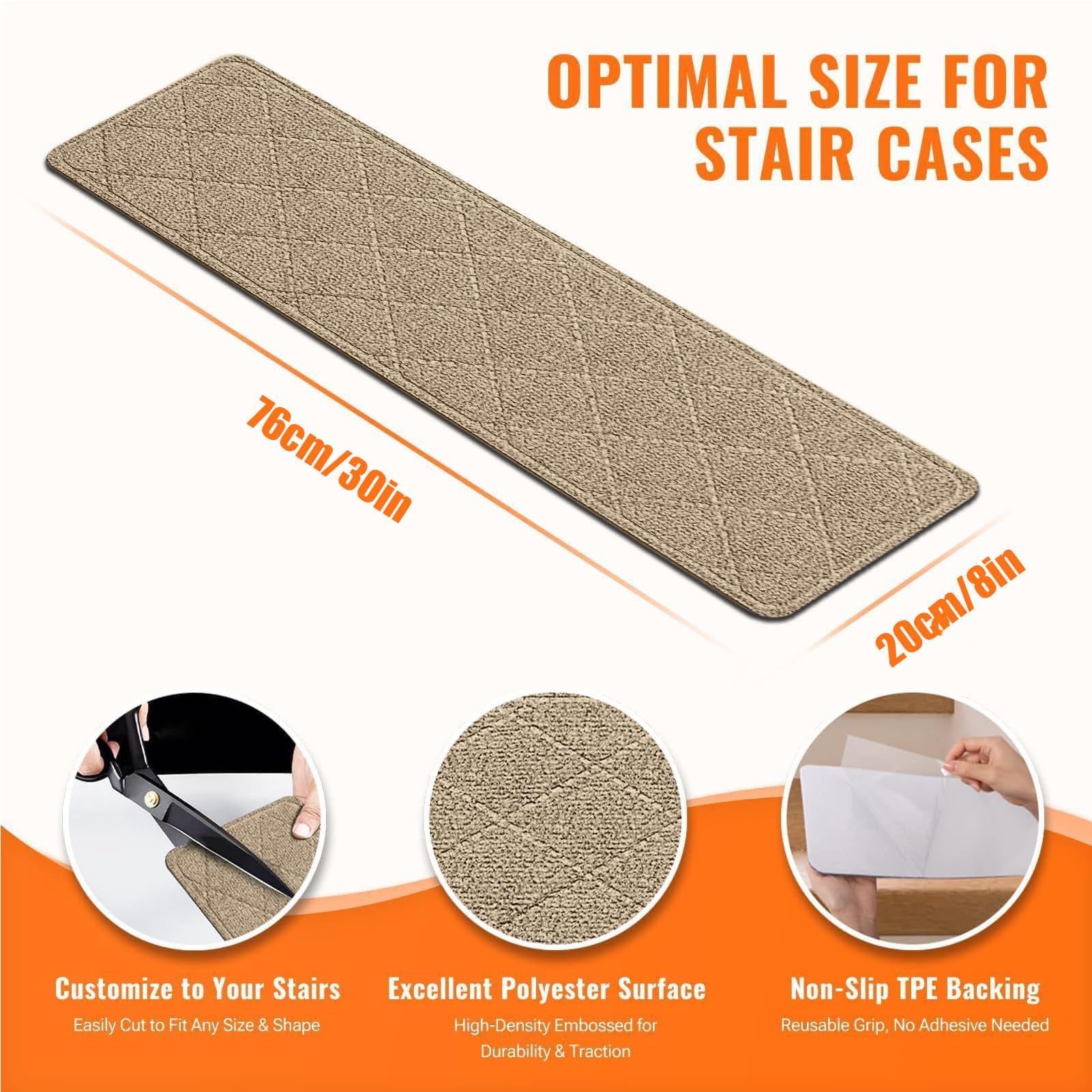 Lot de 7 bandes adhésives antidérapantes pour tapis d'escalier pour la maison, la cave, la cuisine, la salle de bain, l'extérieur – Sûr et tapis d'escalier pour une meilleure adhérence et sécurité