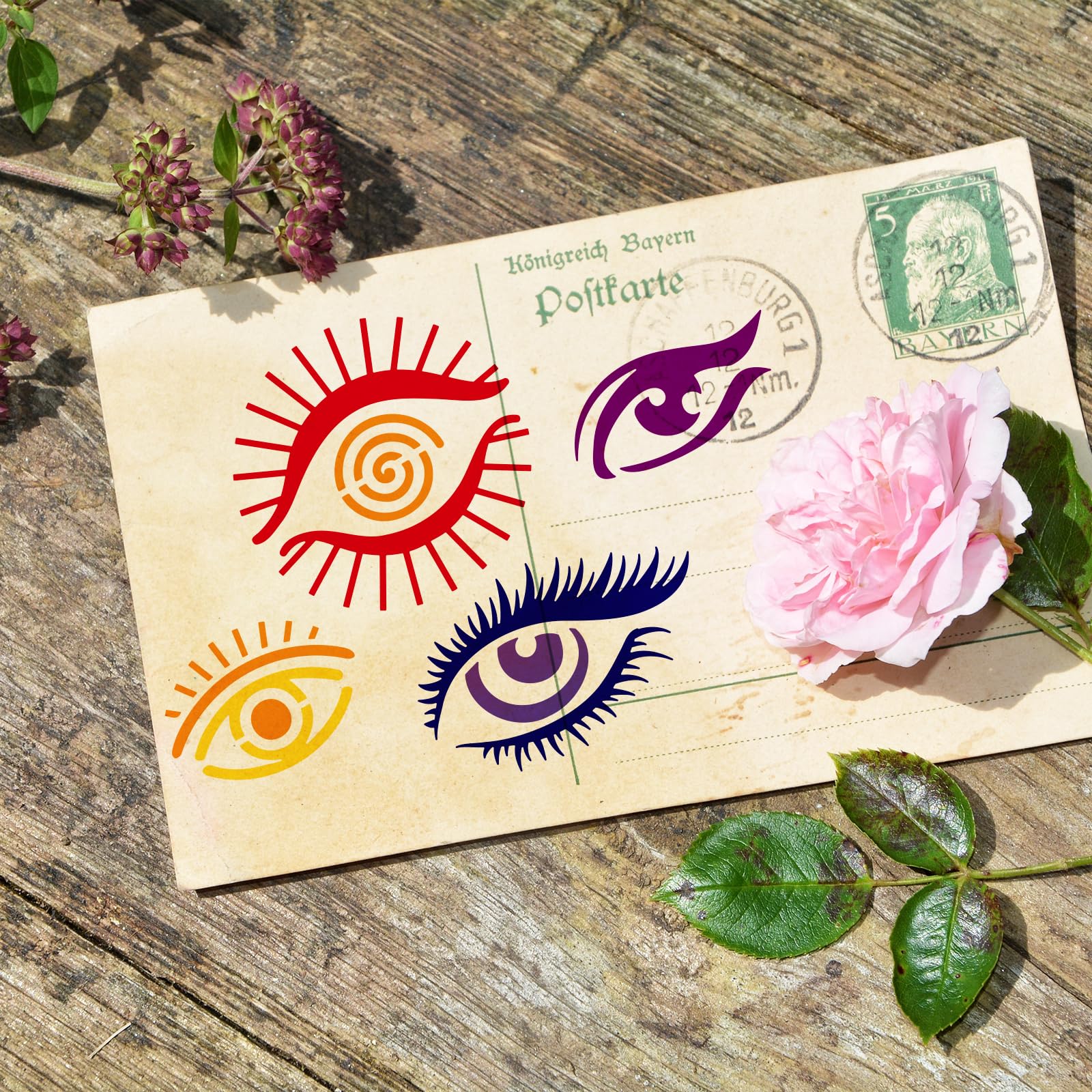 Mandala-Schablone Auge Des Horus 30x30 Cm – PET-Vorlage Mit Pinsel Für DIY-Dekoration