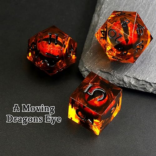 Miniatura 3 de FONVGOGO Dados de Dragón Ojo de Calabozos y Dragones, juego de dados de núcleo líquido, dados de resina de borde afilado, dados poliédricos Ttrpg