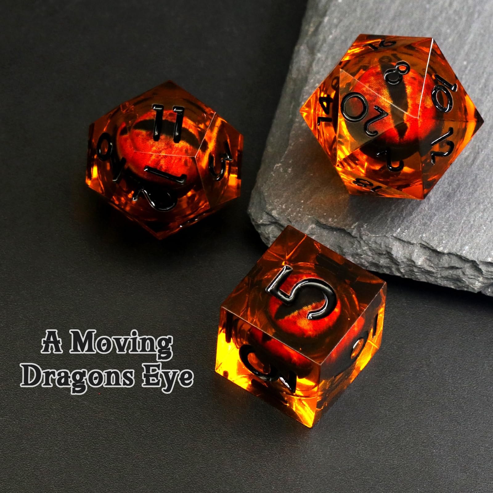 FONVGOGO DND Dice Set Dragon Eye Resin Liquid Core Dungeons and Dragons Dice 7 Pieces Polyhedral Sharp Edge D and D Dice for Role Playing Game - Image 4