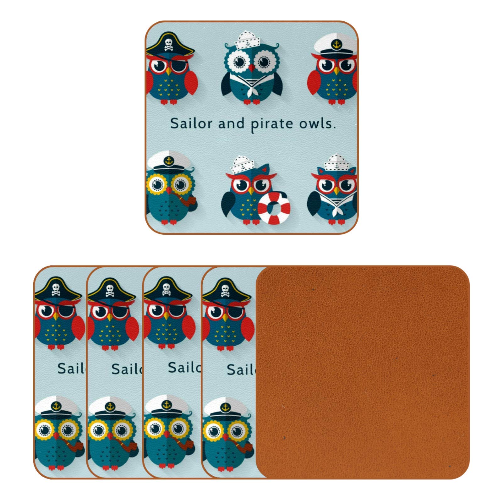 Set 6 Sottobicchieri Quadrati In Pelle Con Supporto - 10,2 Cm, Per Bar, Casa, Protezione Tavolo