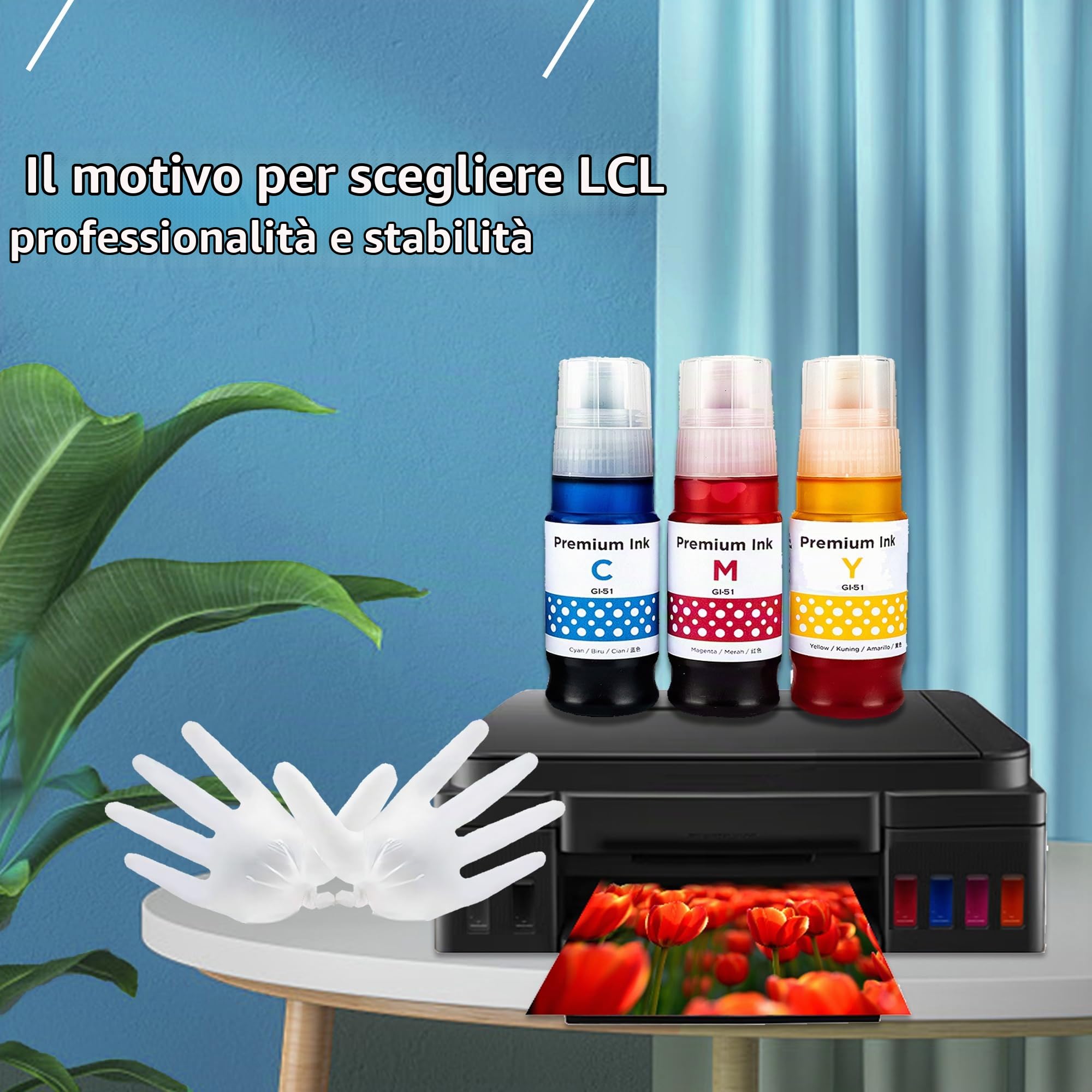 Set Inchiostro GI51 Compatibile Canon – 5 Flaconi (2 Nero, 1 Ciano, 1 Magenta, 1 Giallo) Per Pixma G1520, G2520, G3520 - 3