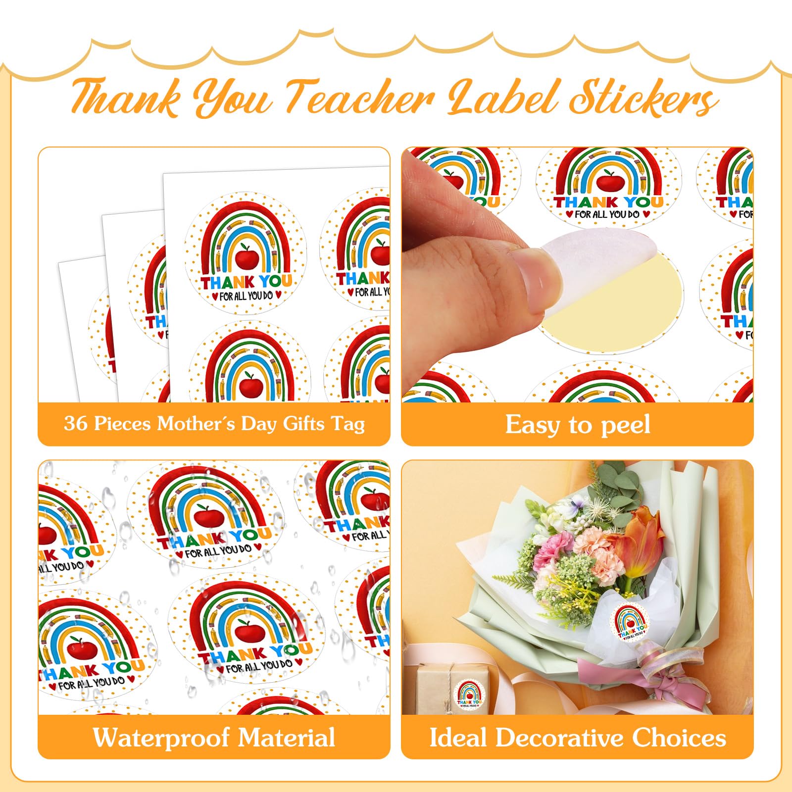 Snapklik.com : Teacher Appreciation Gifts Stickers - Thank You Teacher ...