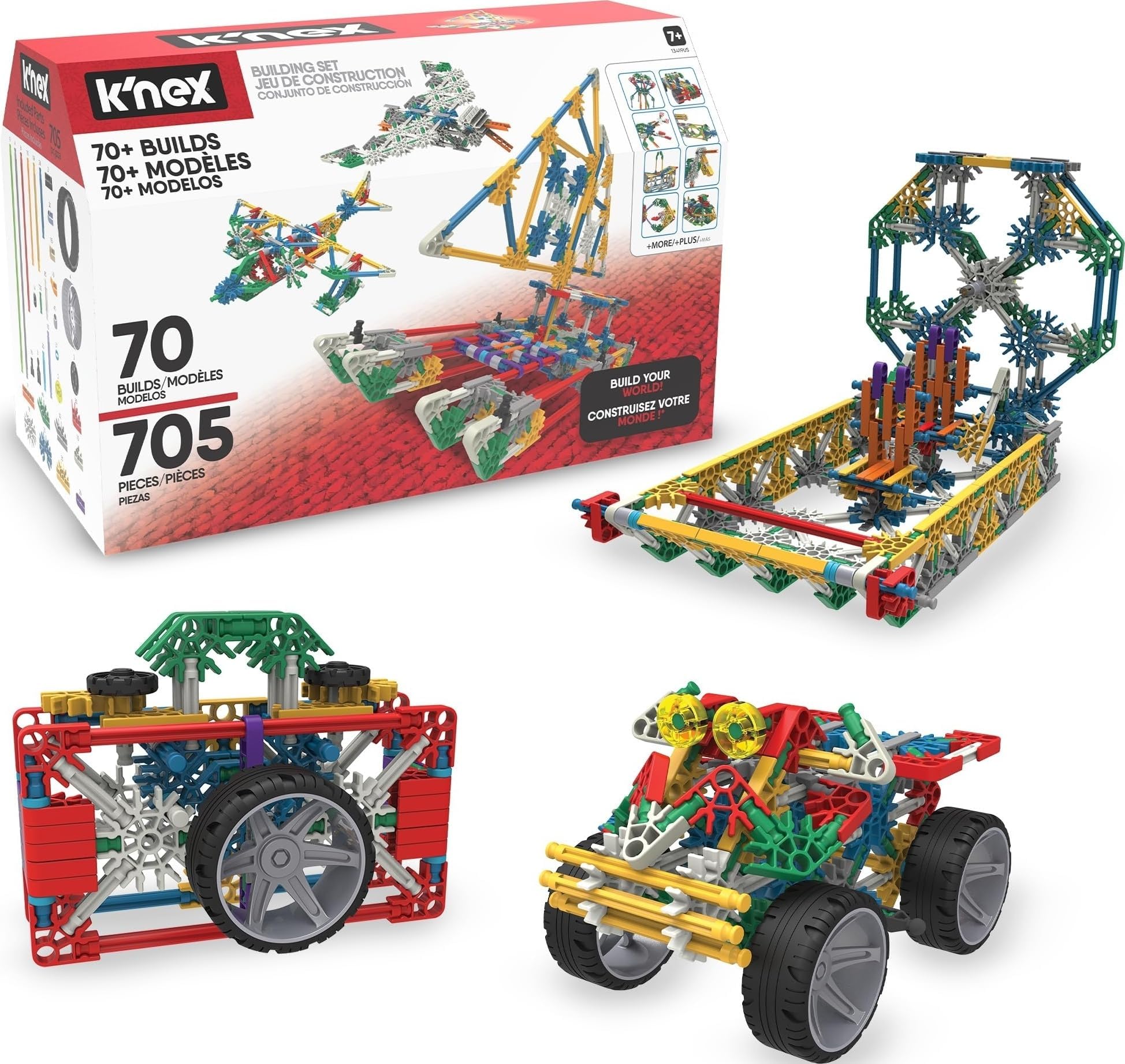 K'NEX | Imaginative Building Set 70+ Model | Educational Toys for Kids, 705 Piece STEM Learning Kit, Fun and Building Construction Toys, Suitable for Kids Aged 7+ | Basic Fun 13419