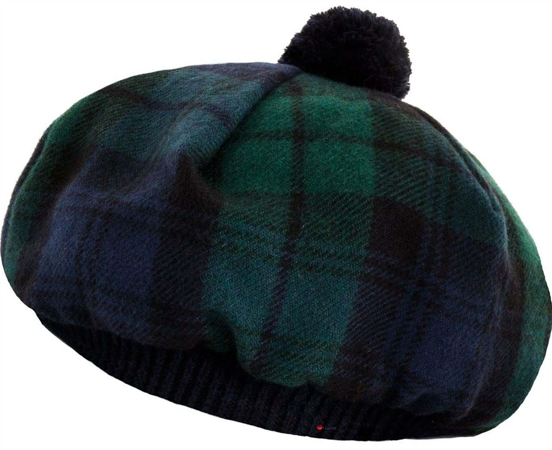 I LUV LTD Tammy Hat Tam O' Shanter Black Watch Modern Tartan Lambswool